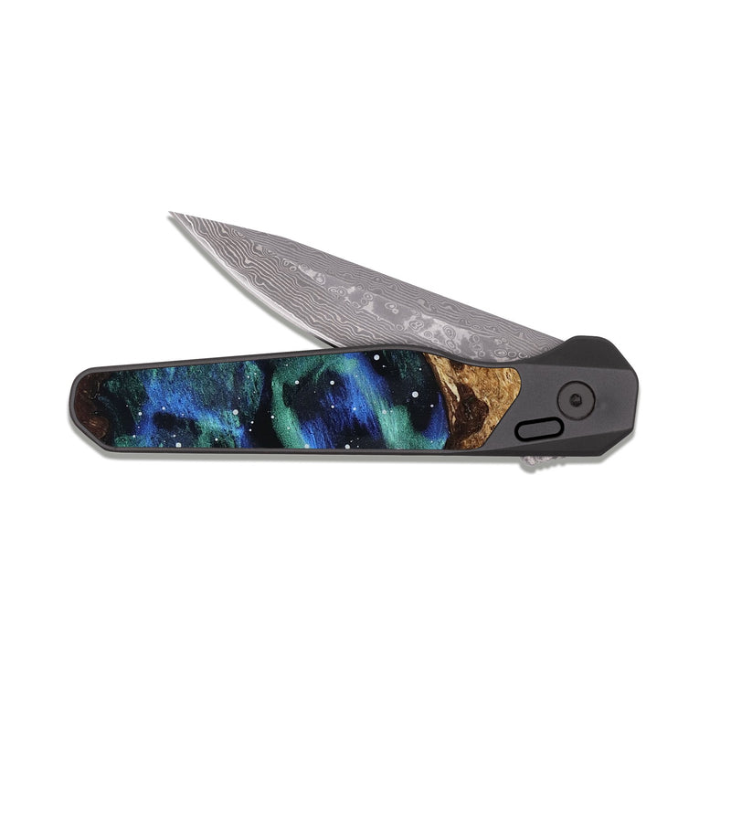 EDC Dark Damascus Wood Pocket Knife - Evelyn (Cosmos, 815260)