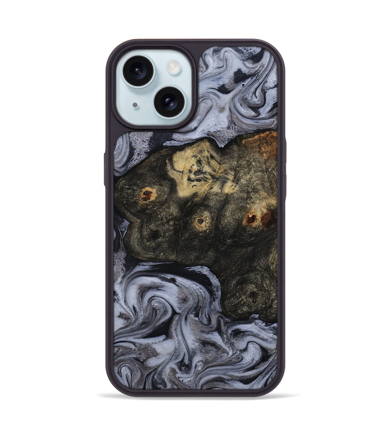 iPhone 15 Wood Phone Case - Elaina (Black & White, 815305)