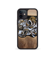 iPhone 12 mini Wood Phone Case - Anjali (Black & White, 815308)