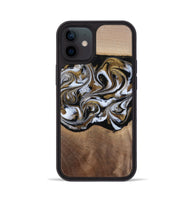 iPhone 12 Wood Phone Case - Anjali (Black & White, 815308)
