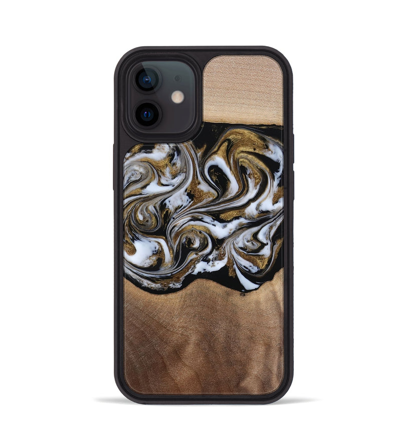 iPhone 12 Wood Phone Case - Anjali (Black & White, 815308)