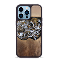 iPhone 14 Pro Max Wood Phone Case - Anjali (Black & White, 815308)