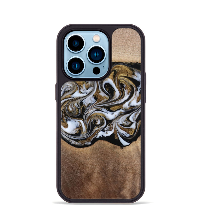 iPhone 14 Pro Wood Phone Case - Anjali (Black & White, 815308)