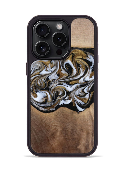 iPhone 15 Pro Wood Phone Case - Anjali (Black & White, 815308)