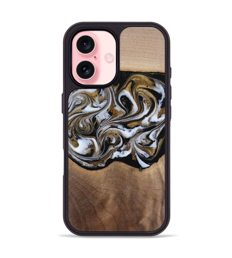 iPhone 16 Wood Phone Case - Anjali (Black & White, 815308)