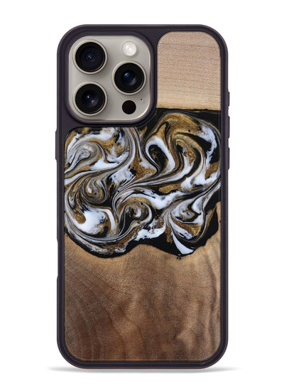 iPhone 16 Pro Max Wood Phone Case - Anjali (Black & White, 815308)