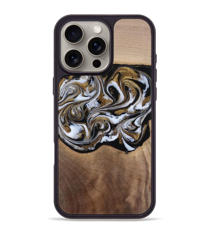 iPhone 16 Pro Max Wood Phone Case - Anjali (Black & White, 815308)