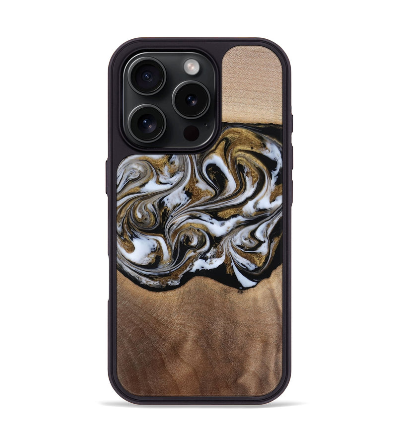 iPhone 16 Pro Wood Phone Case - Anjali (Black & White, 815308)