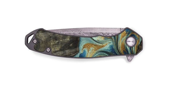 EDC Wood Pocket Knife - Oren (Teal & Gold, 815309)