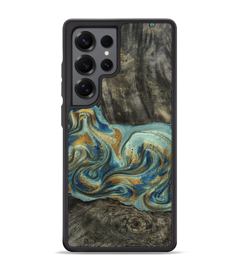 Galaxy S25 Ultra Wood Phone Case - Oren (Teal & Gold, 815309)