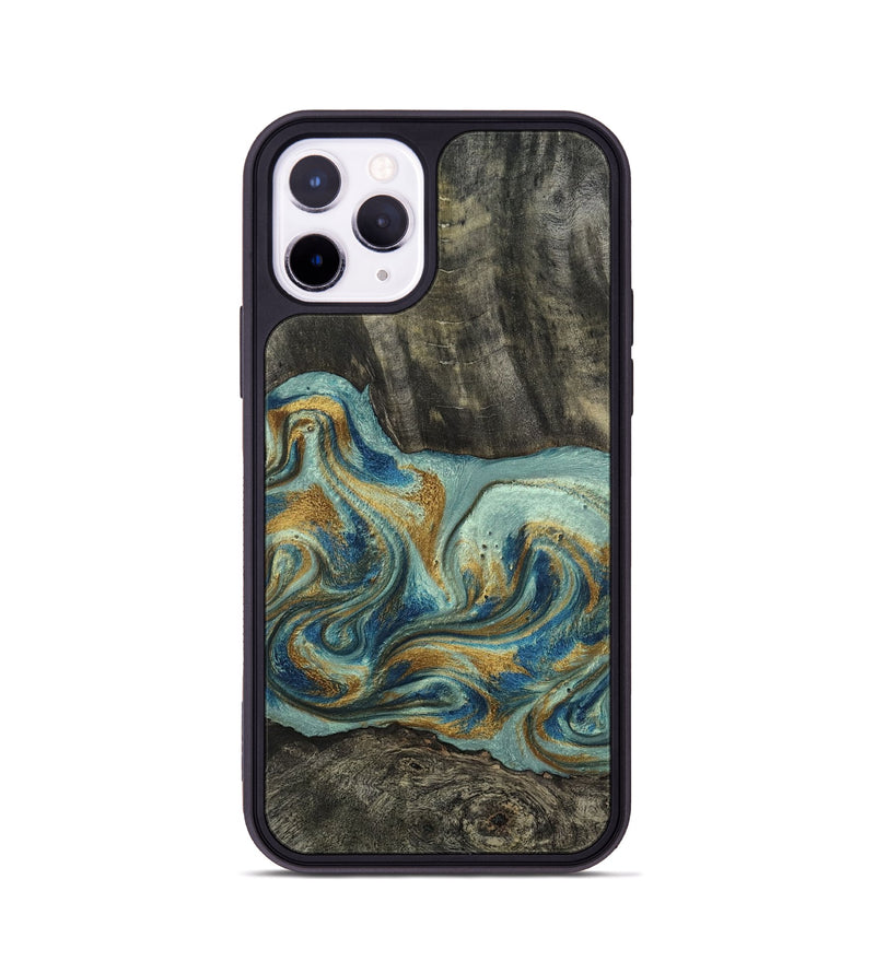 iPhone 11 Pro Wood Phone Case - Oren (Teal & Gold, 815309)