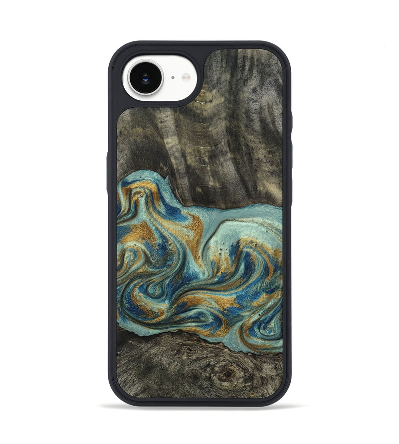iPhone 17e Wood Phone Case - Oren (Teal & Gold, 815309)