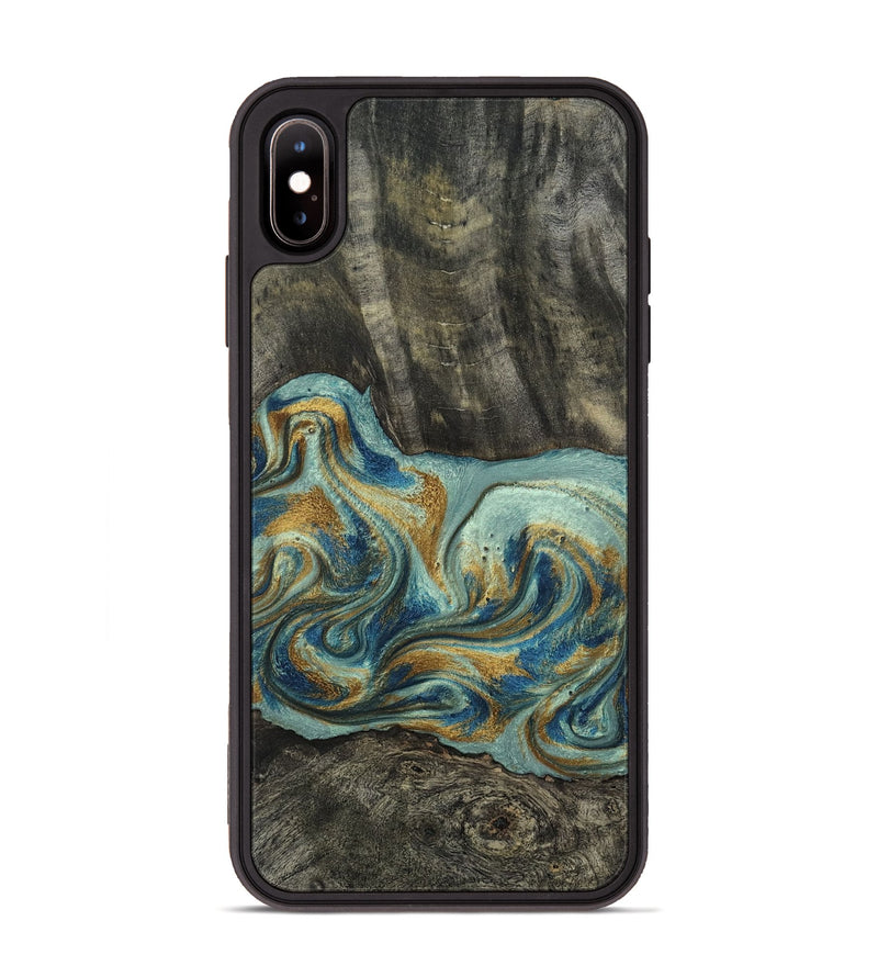 iPhone Xs Max Wood Phone Case - Oren (Teal & Gold, 815309)