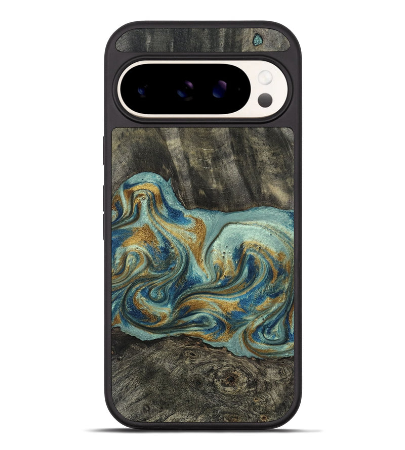Pixel 9 Pro XL Wood Phone Case - Oren (Teal & Gold, 815309)