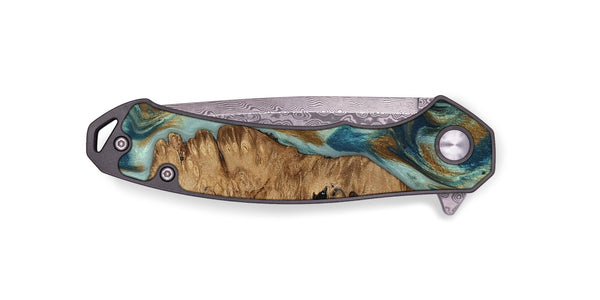 EDC Wood Pocket Knife - Karly (Teal & Gold, 815310)
