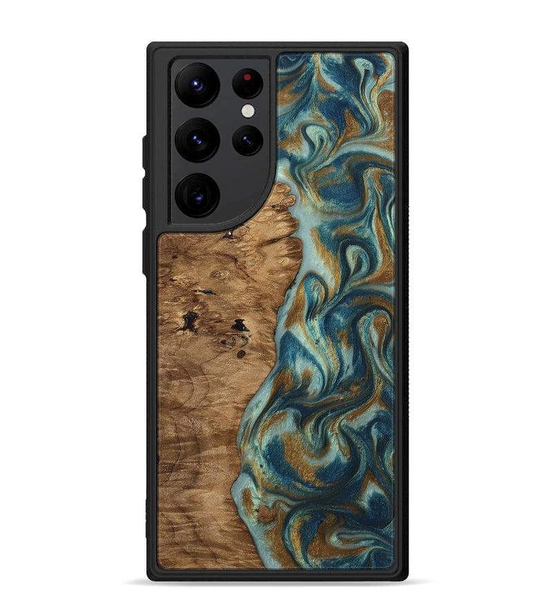 Galaxy S22 Ultra Wood Phone Case - Karly (Teal & Gold, 815310)