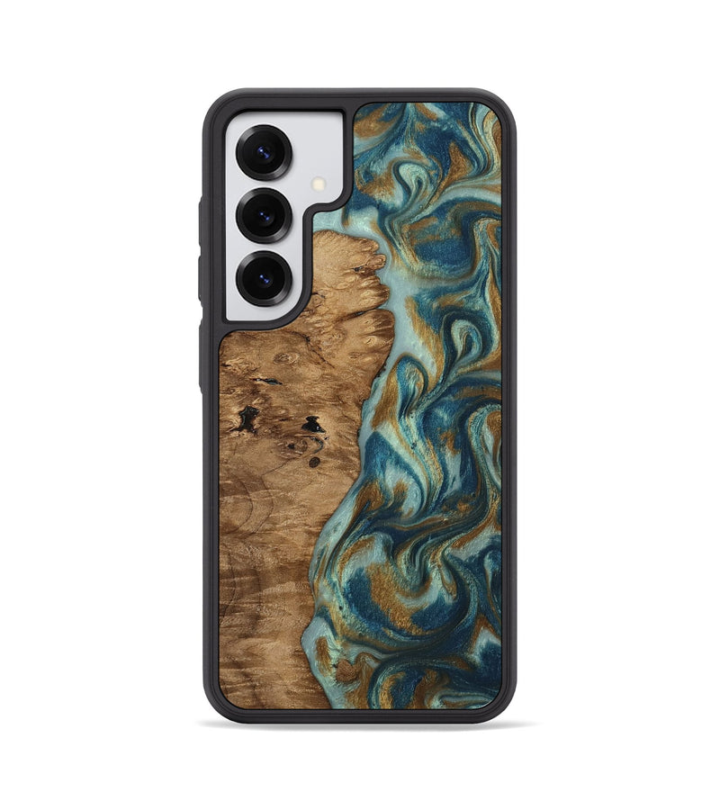 Galaxy S25 Wood Phone Case - Karly (Teal & Gold, 815310)