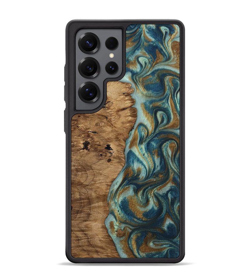 Galaxy S25 Ultra Wood Phone Case - Karly (Teal & Gold, 815310)