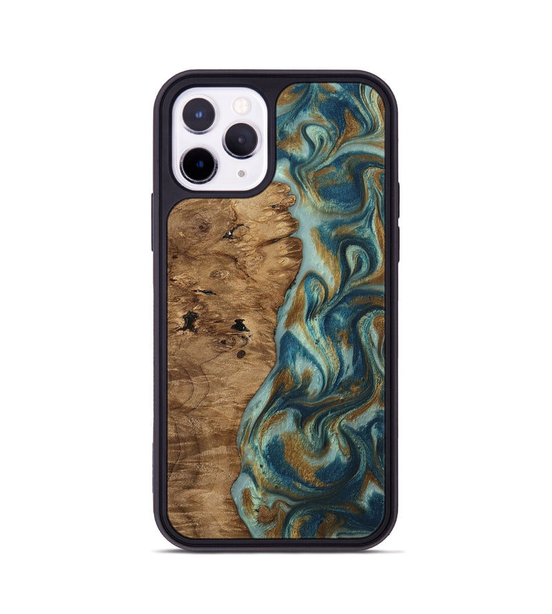 iPhone 11 Pro Wood Phone Case - Karly (Teal & Gold, 815310)