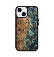 iPhone 13 Wood Phone Case - Karly (Teal & Gold, 815310)
