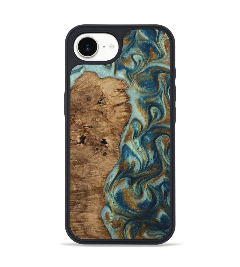 iPhone 17e Wood Phone Case - Karly (Teal & Gold, 815310)