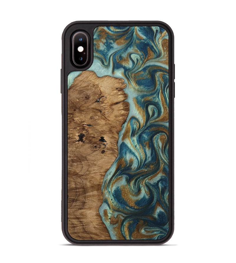 iPhone Xs Max Wood Phone Case - Karly (Teal & Gold, 815310)