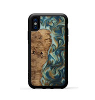 iPhone Xs Wood Phone Case - Karly (Teal & Gold, 815310)
