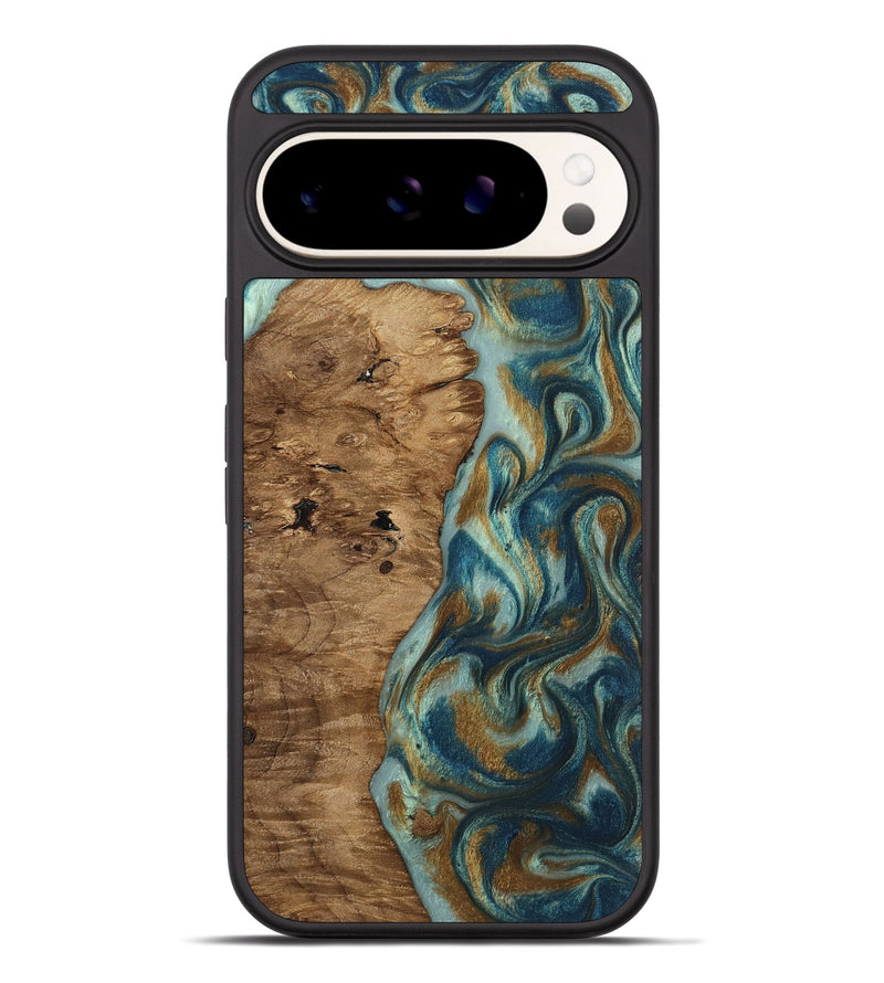 Pixel 9 Pro XL Wood Phone Case - Karly (Teal & Gold, 815310)