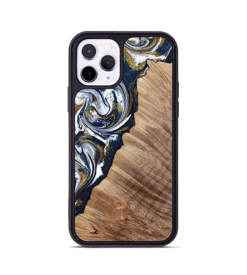 iPhone 11 Pro Wood Phone Case - Alondra (Teal & Gold, 815314)