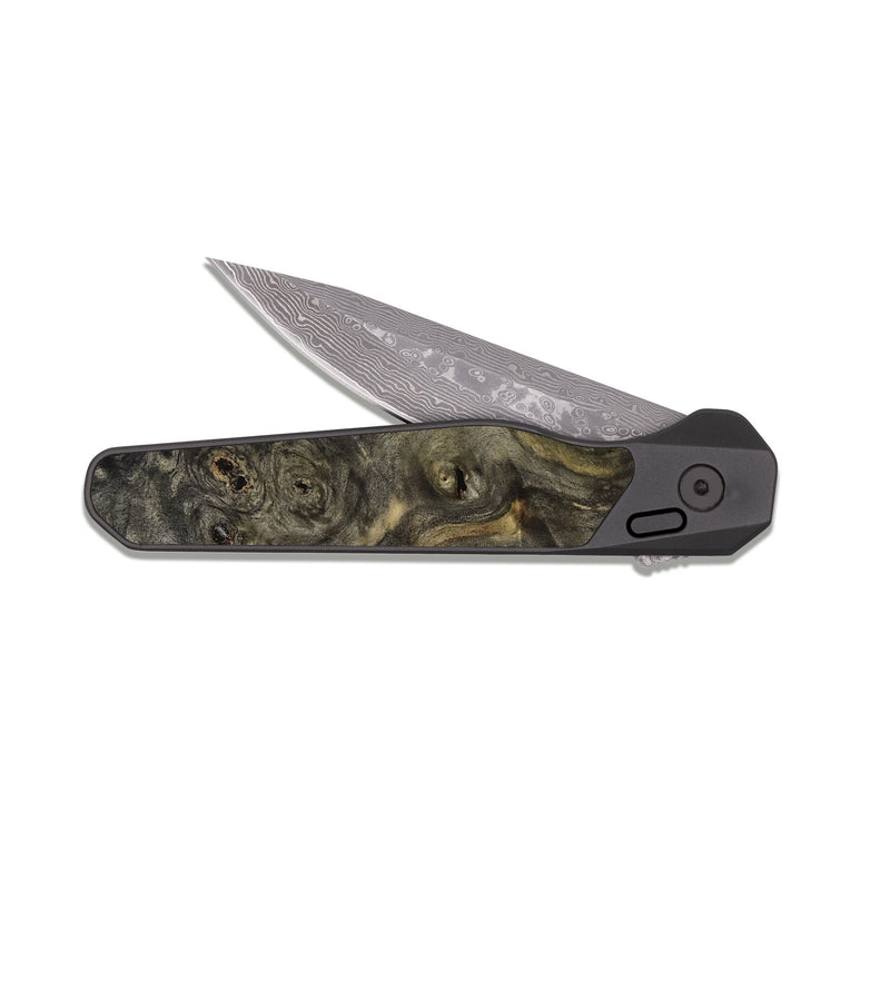EDC Dark Damascus Wood Pocket Knife - Dianne (Wood Burl, 815322)