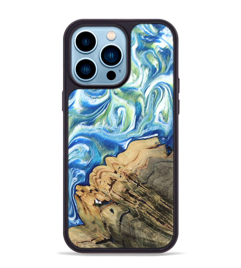 iPhone 14 Pro Max Wood Phone Case - Heidy (Blue, 815339)