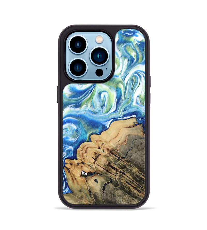iPhone 14 Pro Wood Phone Case - Heidy (Blue, 815339)