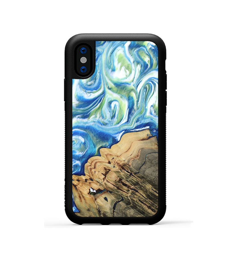 iPhone Xs Wood Phone Case - Heidy (Blue, 815339)