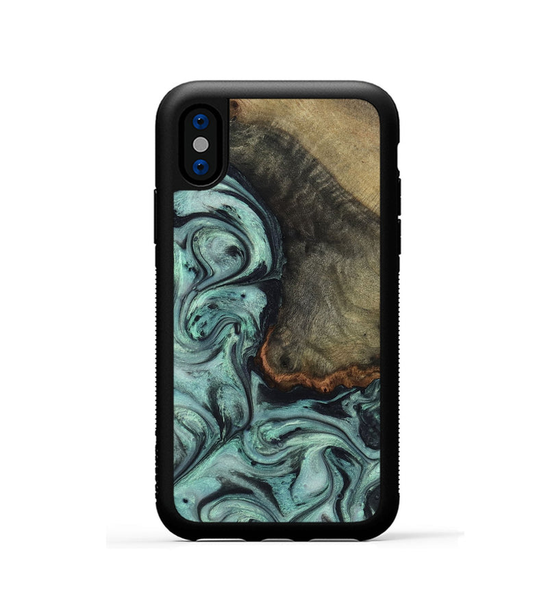 iPhone Xs Wood Phone Case - Enzo (Green, 815344)