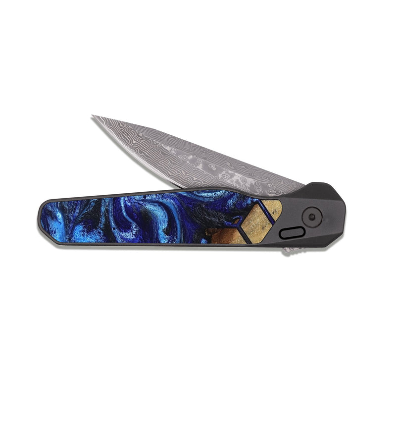 EDC Dark Damascus Wood Pocket Knife - Elowyn (Pattern, 815387)