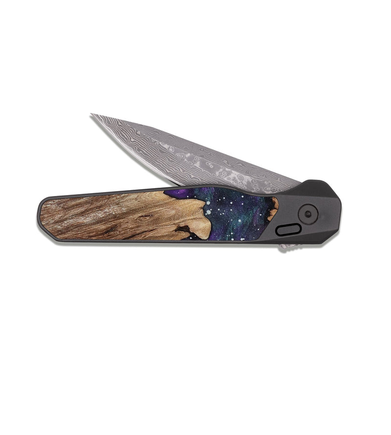 EDC Dark Damascus Wood Pocket Knife - Jaylon (Cosmos, 815389)