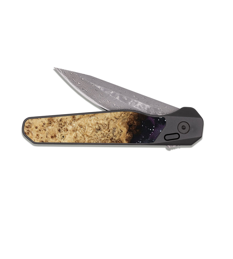 EDC Dark Damascus Wood Pocket Knife - Shaniya (Cosmos, 815402)