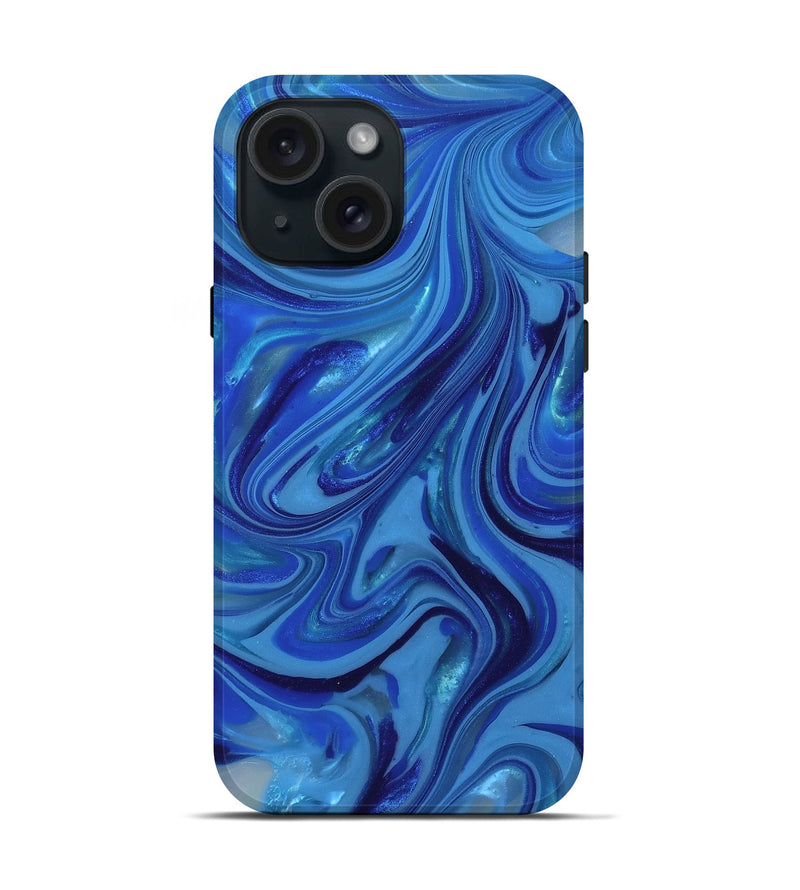 iPhone 15 ResinArt Live Edge Phone Case - Theda (Blue, 815438)