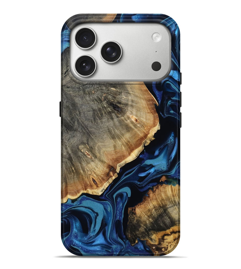 iPhone 17 Pro Max Wood Live Edge Phone Case - Garrick (Blue, 815445)