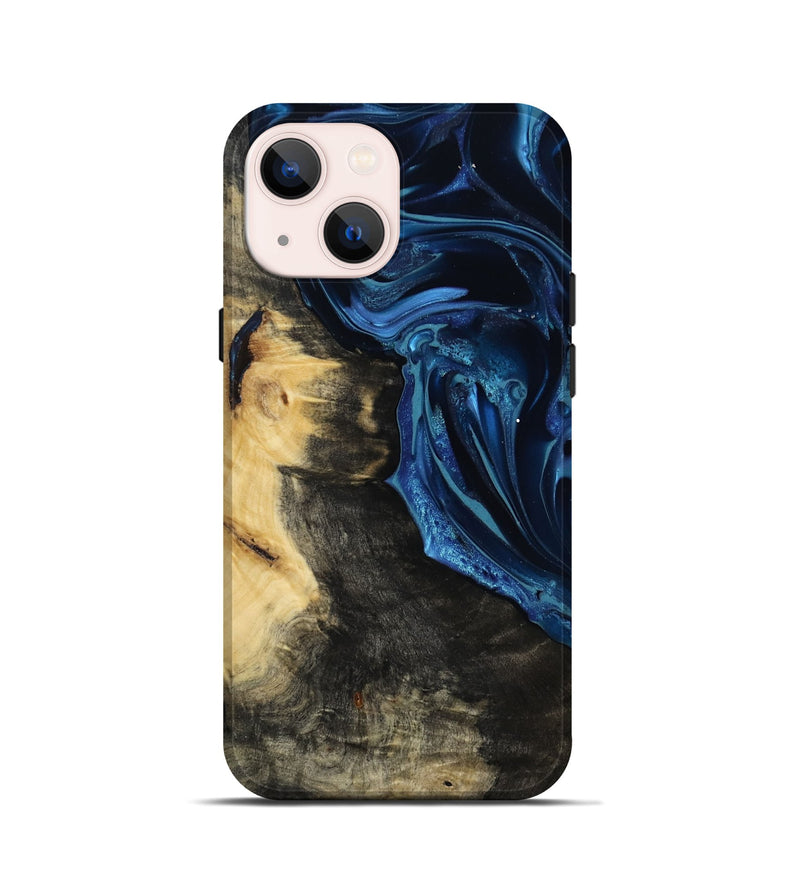 iPhone 13 mini Wood Live Edge Phone Case - Marisol (Blue, 815446)
