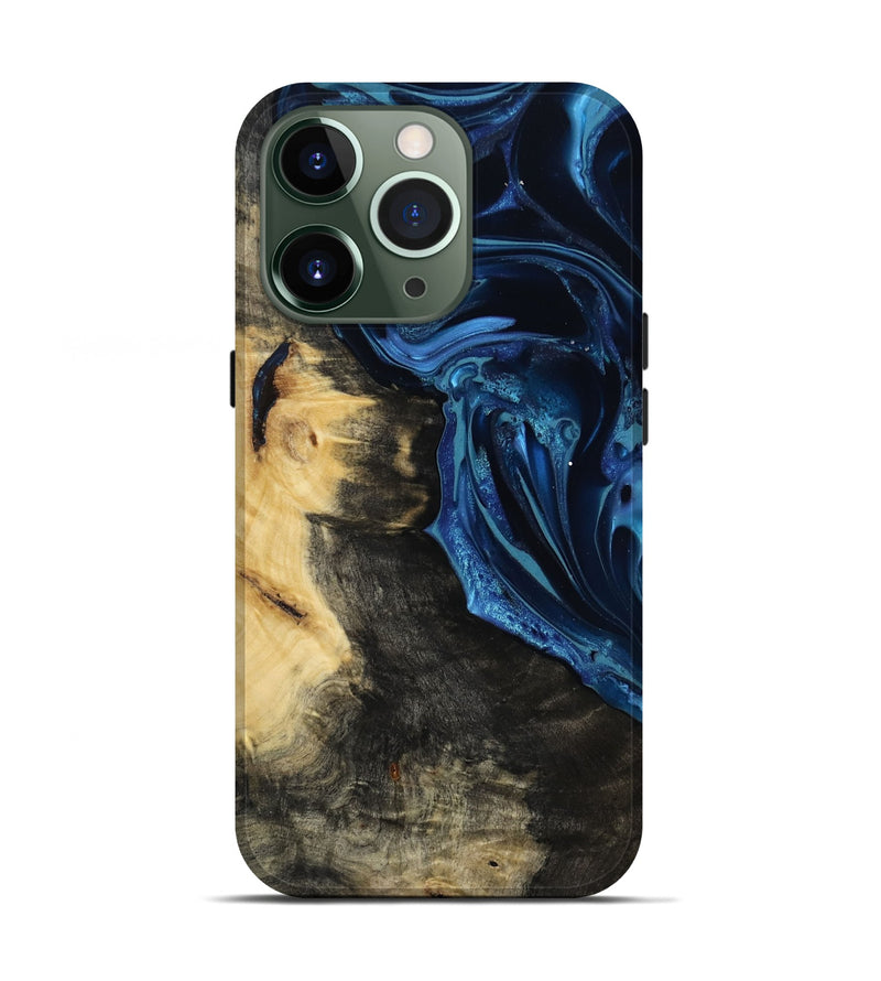 iPhone 13 Pro Wood Live Edge Phone Case - Marisol (Blue, 815446)