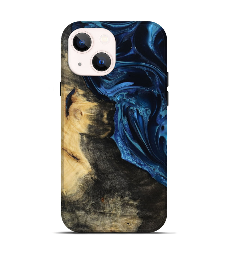 iPhone 14 Wood Live Edge Phone Case - Marisol (Blue, 815446)