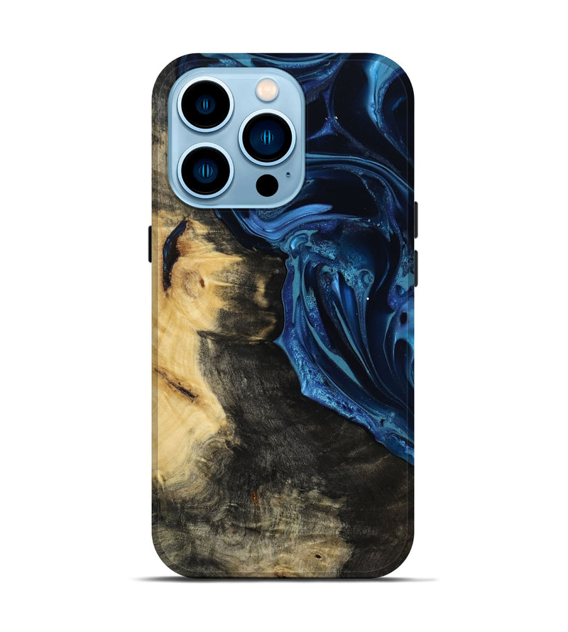 iPhone 14 Pro Wood Live Edge Phone Case - Marisol (Blue, 815446)