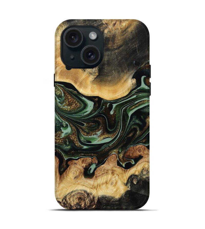 iPhone 15 Wood Live Edge Phone Case - Jaclyn (Green, 815448)