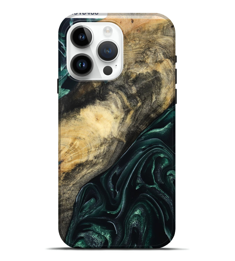iPhone 15 Pro Max Wood Live Edge Phone Case - Nancy (Green, 815460)