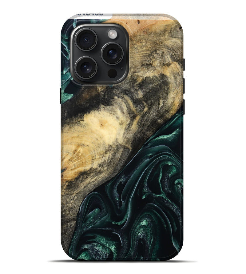 iPhone 16 Pro Max Wood Live Edge Phone Case - Nancy (Green, 815460)