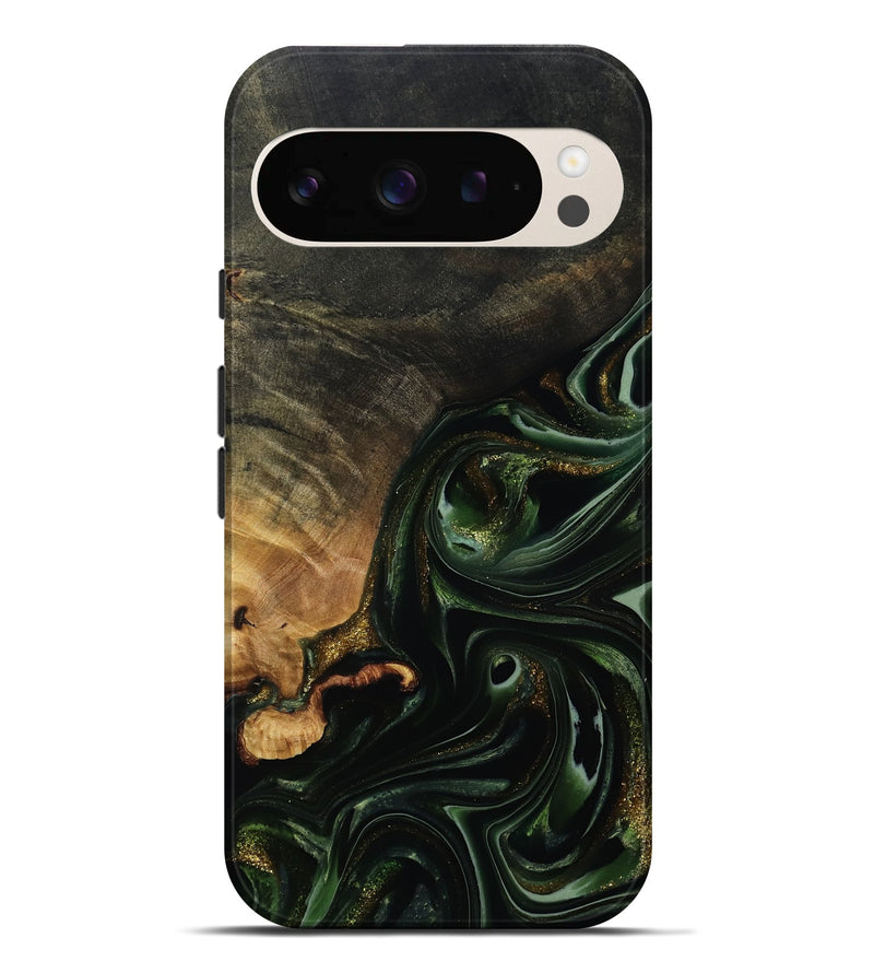 Pixel 9 Pro XL Wood Live Edge Phone Case - Cordie (Green, 815463)