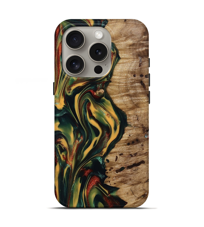 iPhone 16 Pro Wood Live Edge Phone Case - Danny (Green, 815477)
