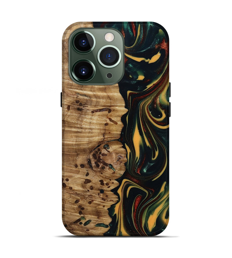 iPhone 13 Pro Wood Live Edge Phone Case - Darla (Green, 815478)