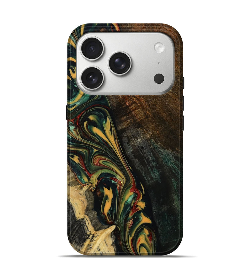 iPhone 17 Pro Wood Live Edge Phone Case - Dortha (Green, 815479)